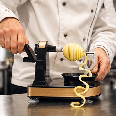 Éplucheur à pommes à manivelle pour éplucheer pomme de terre en spirale