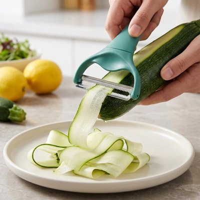 éplucheuse légumes ergonomique coupant concombre en ruban