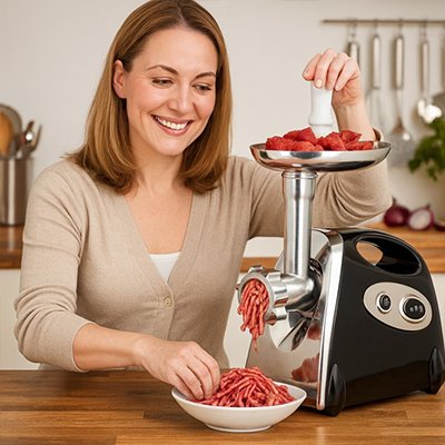 viande grossièrement hachée avec hachoir a viande electrique